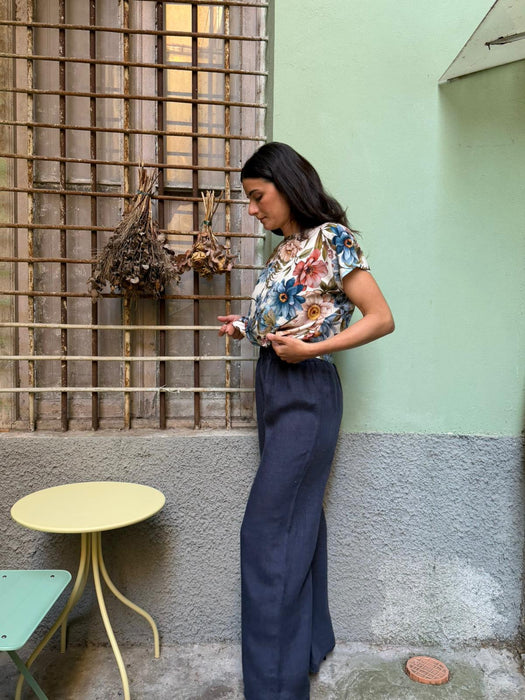 T-shirt Scatoletta in viscosa a fiori
