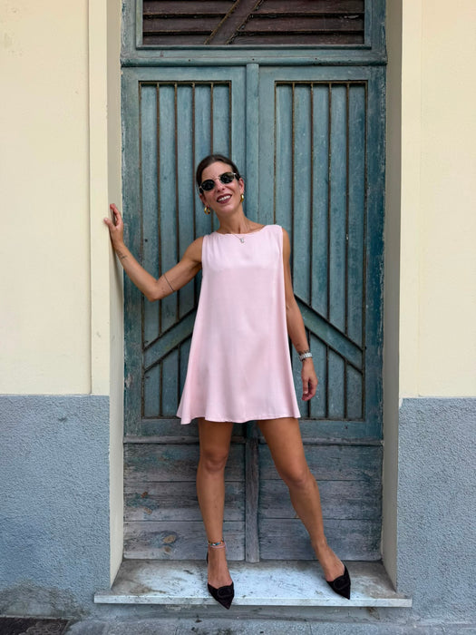 Abito Michele in viscosa rosa cipria