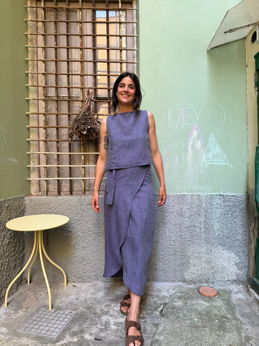 Top Emilia in lino color viola