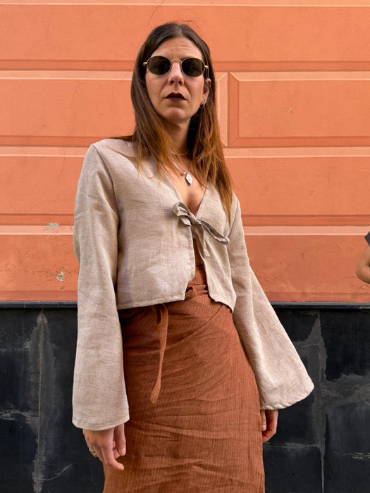 Maglia Alfredo in lino color sabbia