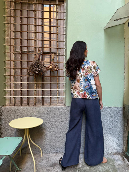 T-shirt Scatoletta in viscosa a fiori