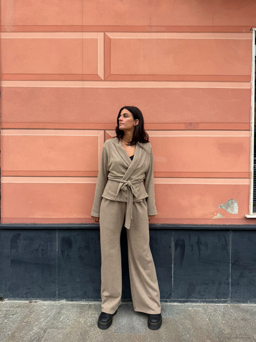 Pantaloni Mia in cashmere beige