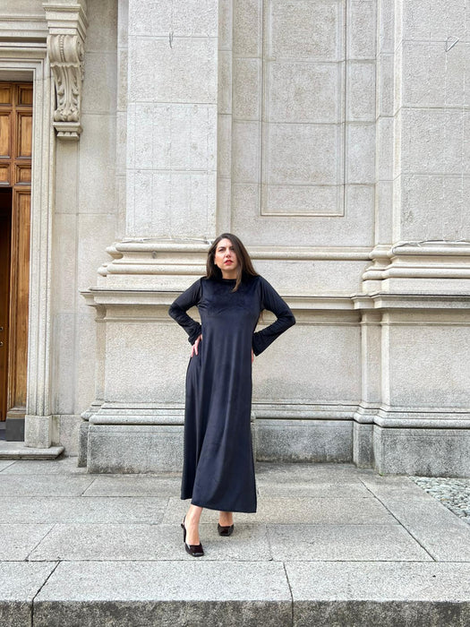 Abito Cristiana lungo in velluto nero