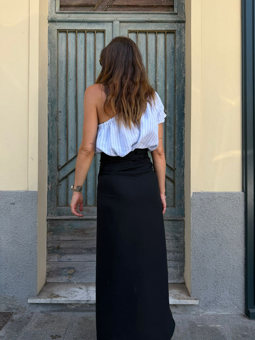 Gonna Matilda in lino e seta nero