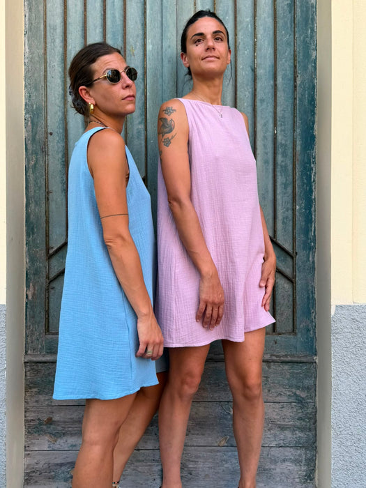 Abito Emilia in mussola azzurra