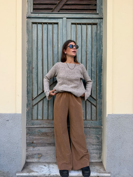 Pantaloni Mia in cupro cammello