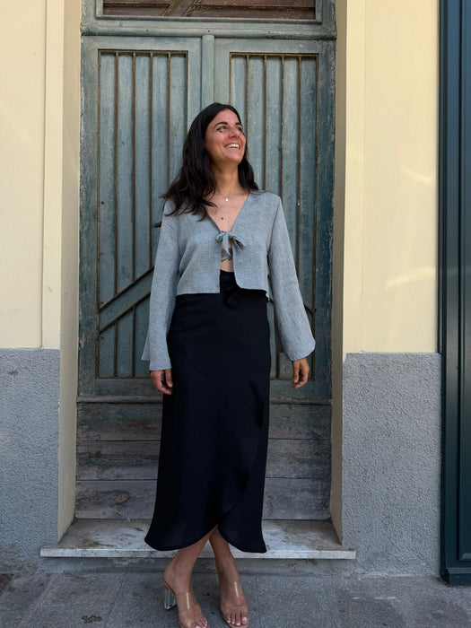 Gonna Matilda in lino e seta nero