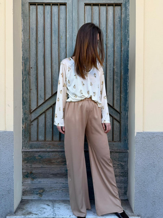 Pantaloni Mia in viscosa color caffellatte