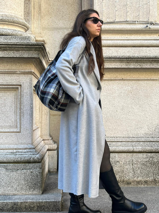 Borsa tartan nera e azzurra