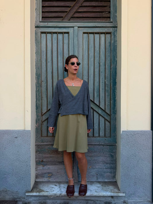 Scaldacuore Vittoria in maglia di cotone grigio mélange
