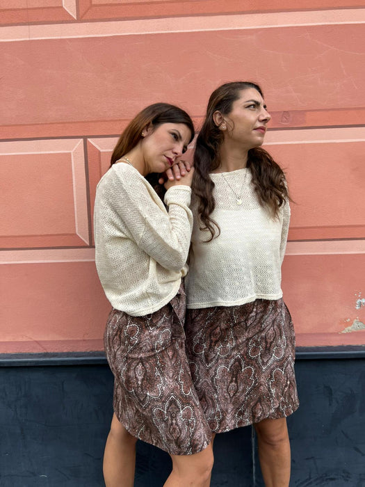 Gonna Matilda corta in fantasia damascata