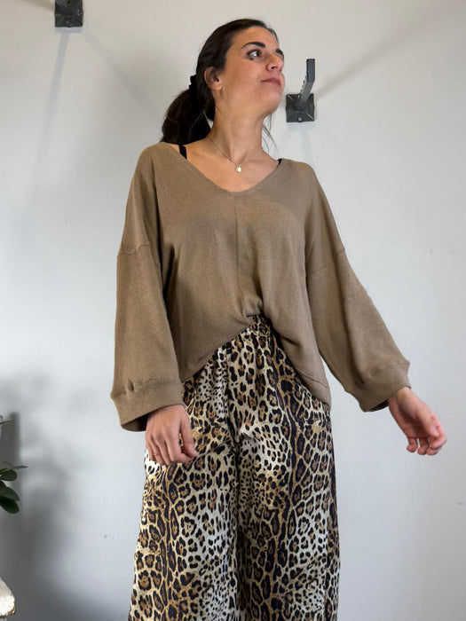 Pantaloni Mia in viscosa leopardata
