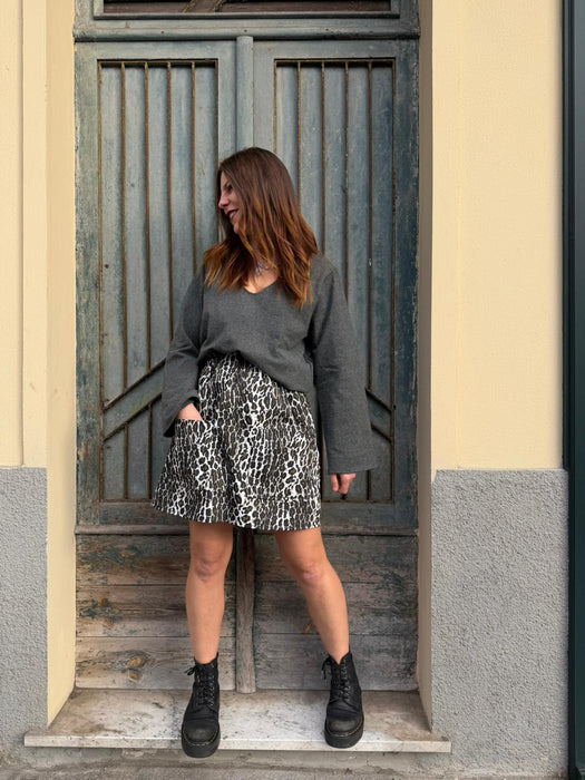 Gonna Luca in gabardine leopardato