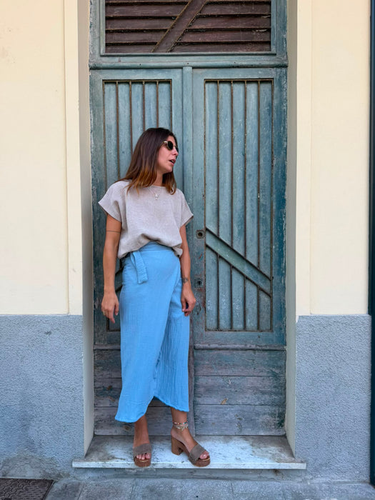 Gonna Matilda in mussola azzurra