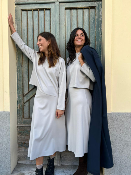 Maglia Deborah in punto Milano color ghiaccio