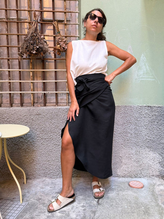 Top Emilia in mussola bianco