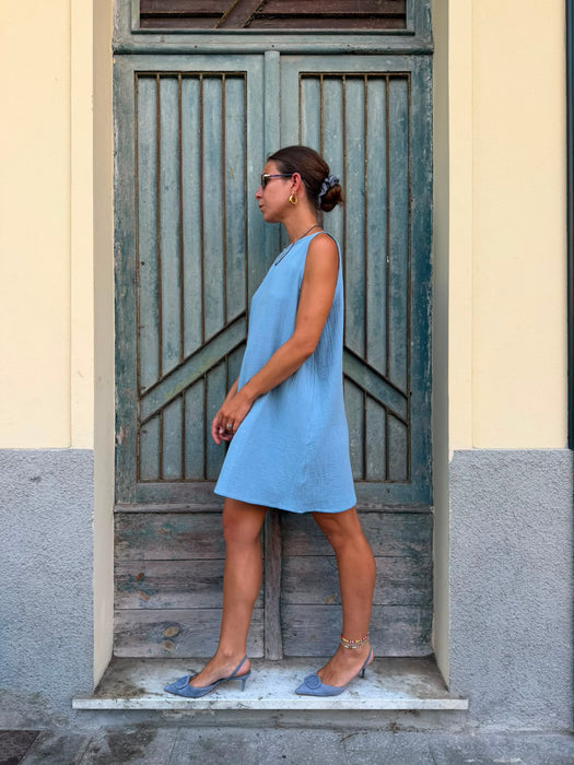 Abito Emilia in mussola azzurra