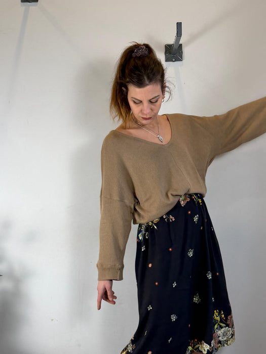 Gonna Beatrice midi nera a fiori