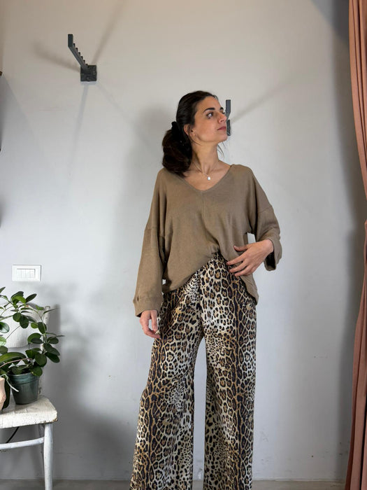 Pantaloni Mia in viscosa leopardata