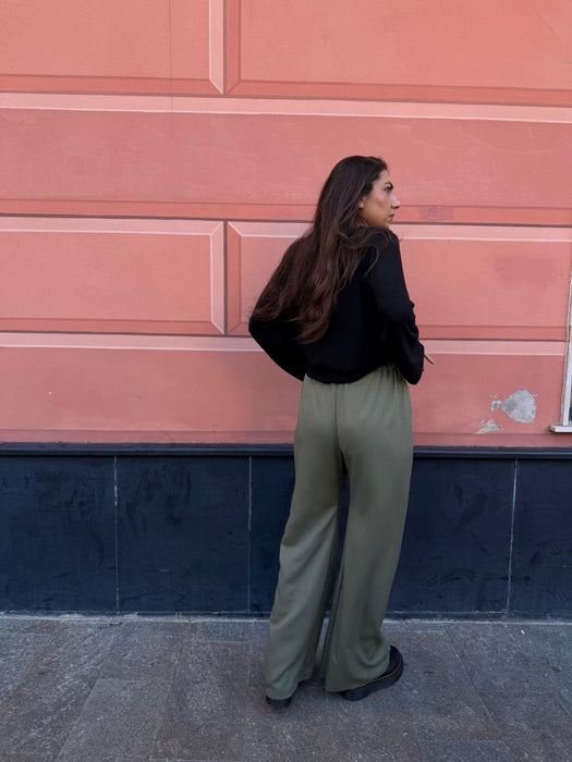 Pantaloni Mia in viscosa verde militare