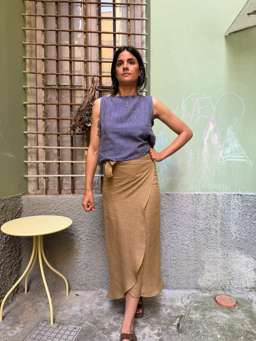 Top Emilia in lino color viola