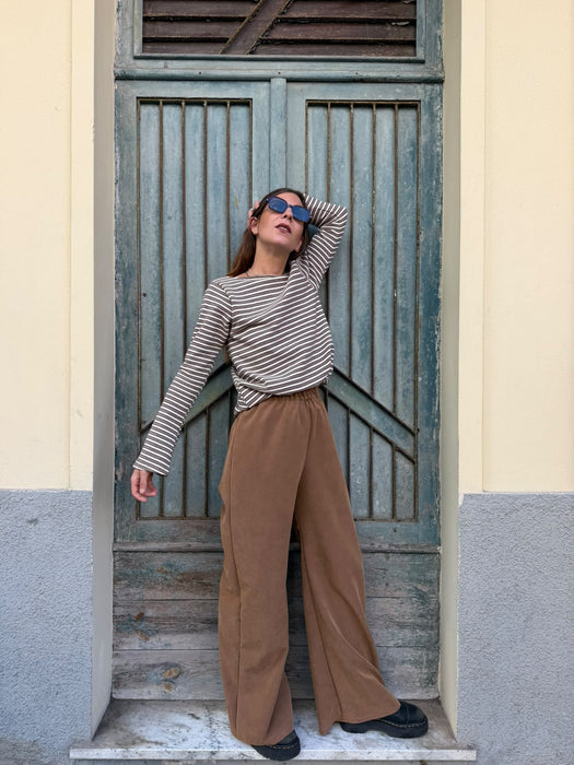 Pantaloni Mia in cupro cammello