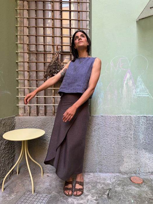 Top Emilia in lino color viola