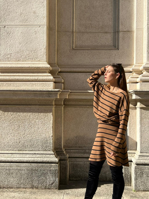 Gonna Costanzina color biscotto a righe nere