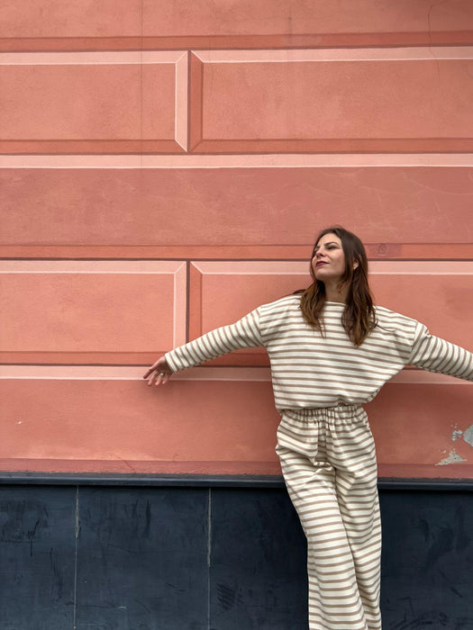 Felpa Deborah a righe panna e beige