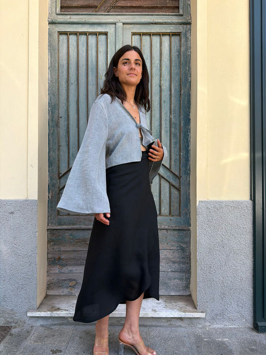 Gonna Matilda in lino e seta nero