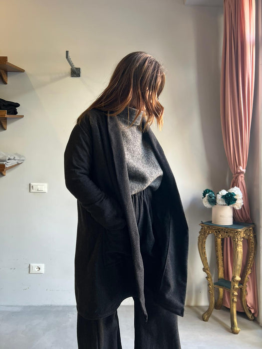 Cardigan Marinella midi grigio antracite