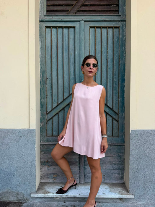 Abito Michele in viscosa rosa cipria