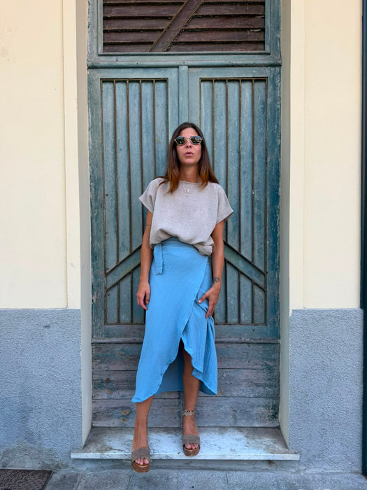 Gonna Matilda in mussola azzurra