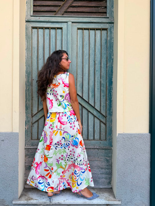 Gonna Anna in cotone fiori colorati