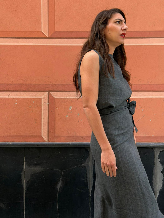 Gonna Matilda in lino color grigio scuro