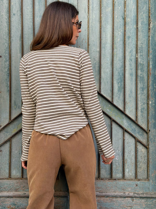 Pantaloni Mia in cupro cammello